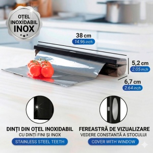 Suport din plastic pentru folie alimentara de aluminiu, negru, 38x7 cm, Wenko Black Outdoor Kitchen - 55029100 - Img 5