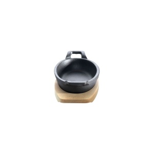 Tava ovala din fonta cu suport de lemn pentru servire 21 x 15,5 cm 0,75 litri ALL GRILL - 9705 - Img 4