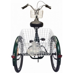 Tricicletă 24" pentru adulți BR CYCLES Pro2008-VB, cadru oțel 16", 7 viteze, frâne V-Brake/tambur, verde kaki - Img 16