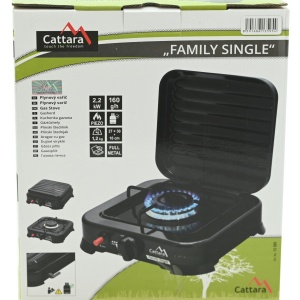 Aragaz portabil cu 1 arzator Cattara Traveler Family Single, negru, capac, 2.2kw, 160g/h - Img 5