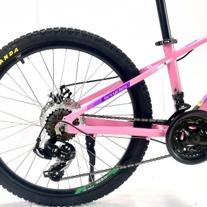 Bicicleta BR Tornado 24", 21 viteze, frane pe disc, cadru din aluminiu 13", manete secventiale, roz - Img 5