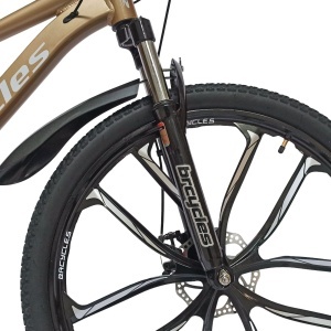 Bicicleta BR Tornado ProMG 26", jante MAGNEZIU, 21 viteze, frane pe disc, cadru din aluminiu 13.5", manete secventiale, maro - Img 4