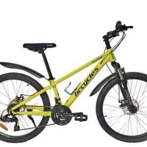 Bicicleta BR TSUNAMI PRO2025 26", 21 viteze, frane pe disc, cadru otel 14.5", manete secventiale, fluo