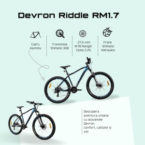 Bicicleta Mtb Devron Riddle 2023 RM1.7 - 27.5 Inch, S, Gri - Img 4