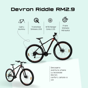 Bicicleta Mtb Devron Riddle 2023 RM2.9 - 29 Inch, L, Negru-Rosu - Img 4