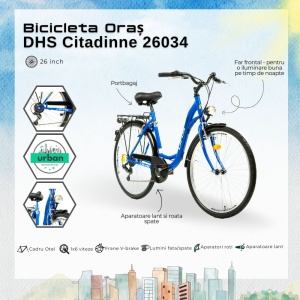Bicicleta Oras DHS Citadinne 26034 - 26 inch, L, Albastru - Img 4