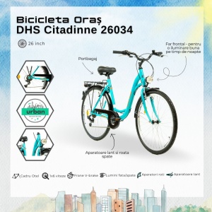 Bicicleta Oras DHS Citadinne 26034 - 26 inch, L, Turcoaz - Img 4
