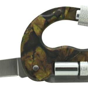 Carabiniera multifunctionala din aluminiu Cattara 3 in 1, cutit, cutit serat, lanterna, camuflaj - TT13218 - Img 2