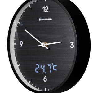 Ceas de perete Bresser MyTime LED, termometru, negru