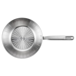 FISKARS Tigaie wok, din otel inoxidabil, fara acoperire antiaderenta, Fiskars All Steel Pure, Ø 28 cm - 1065629