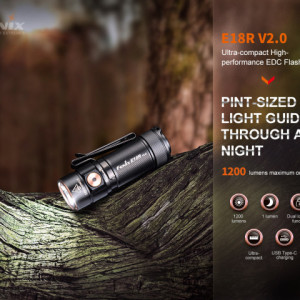 Lanternă EDC 1200 Lumeni 146 metri Fenix E18R V2.0 - ADV-461-001 - Img 3