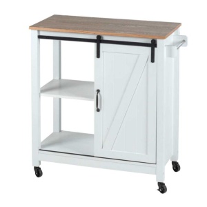 Mini bar alb cu 3 rafturi si usa, MDF si lemn, 80 x 88,5 x 40 cm, Wenko Country House - 54130100 - Img 2
