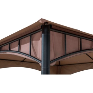 Pavilion gazebo din otel pentru gratar cu copertina Sunjoy LAURO 340cm x 340cm negru/bej - A101011900 - Img 9