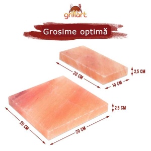 Placa dreptunghiulara din sare de Himalaya 20x10x2,5 cm pentru gatit la gratar Grillart - GA-1006-1 - Img 3