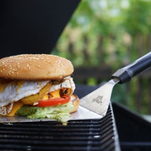 Set 2 spatule premium din inox pentru burgeri, include 30 foi hartie, pentru gratar tip plancha si teppanyaki, Grillart - GA-1031 - Img 4