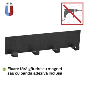Sina magnetica cu carlige Wenko Black Outdoor Kitchen 30 x 6,5 x 2 cm negru - 55014100 - Img 4