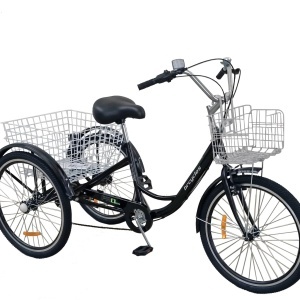 Tricicletă 24" pentru adulți BR CYCLES Pro2008-VB, cadru oțel 16", 7 viteze, frâne V-Brake/tambur, negru - Img 2