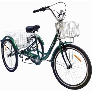Tricicletă 24" pentru adulți BR CYCLES Pro2008-VB, cadru oțel 16", 7 viteze, frâne V-Brake/tambur, verde kaki - Img 17