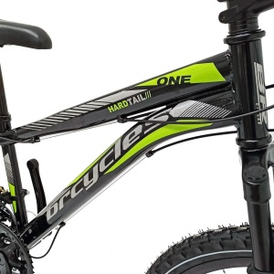Bicicleta BR STORM 24", 21 viteze, frane pe disc, cadru otel 14", manete secventiale, negru/verde - Img 2