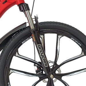 Bicicleta BR Tornado ProMG 24", jante MAGNEZIU, 21 viteze, frane pe disc, cadru din aluminiu 13", manete secventiale, rosu - Img 4