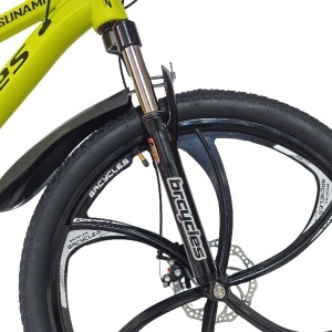 Bicicleta BR Tsunami ProMG 24", cadru otel 13", jante magneziu, manete secventiale, frane disc, 21 viteze, fluo - Img 4