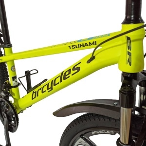 Bicicleta BR Tsunami ProMG 24", cadru otel 13", jante magneziu, manete secventiale, frane disc, 21 viteze, fluo - Img 14