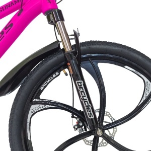 Bicicleta BR Tsunami ProMG 24", cadru otel 13", jante magneziu, manete secventiale, frane disc, 21 viteze, roz - Img 4