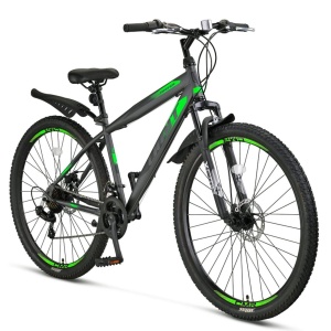 Bicicleta MTB-HT 27.5" UMIT Faster 2D, cadru otel 18", frane disc, 21 viteze, antracit/verde - Img 2