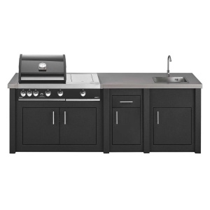 Bucatarie de exterior Grandhall Grandpro by Stoll, Graphite Aluminum, gratar Premium G4 Plus, sear burner, chiuveta - SGPP3SDD00