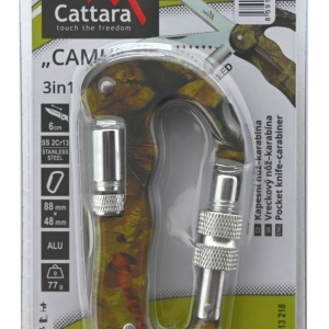 Carabiniera multifunctionala din aluminiu Cattara 3 in 1, cutit, cutit serat, lanterna, camuflaj - TT13218 - Img 9