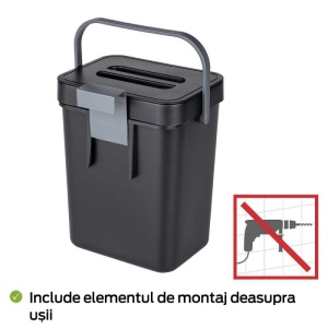 Cos de gunoi cu maner Tago 5 litri Wenko Black Outdoor Kitchen - 55027100 - Img 7