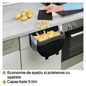 Cos de gunoi pentru usa Fago 5 litri Wenko Black Outdoor Kitchen - 55028100 - Img 8