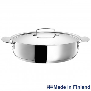 FISKARS Cratita cu capac, din otel inoxidabil, antiaderenta, Fiskars All Steel, Ø 28 cm - 1064749