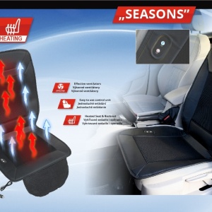 Husa scaun auto cu ventilatie si incalzire, 12V, 3 trepte de viteza, negru, textil si piele sintetica - Img 2