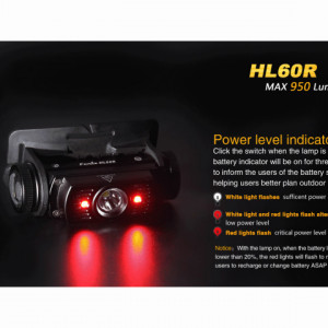 Lanterna frontala Fenix HL60R Raincarcabila 950 lumeni 116 metri 5