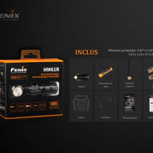 Lanterna frontala Fenix HM61R Reincarcabila 1200lumeni 145 metri 8
