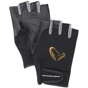 SAVAGE GEAR Manusi Neopren Cu Degete Taiate Black