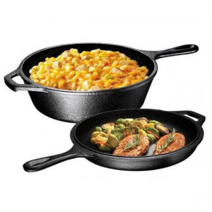 Set 2 tigai din fonta cu maner Lodge Combo Cooker 26 cm - L-LCC3 alimente