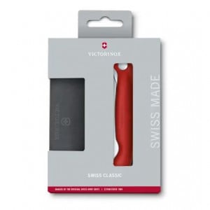 Set cutit bucatarie pliabil lama zimtata 11 cm, rosu si mini tocator Victorinox - 6.7191.F1