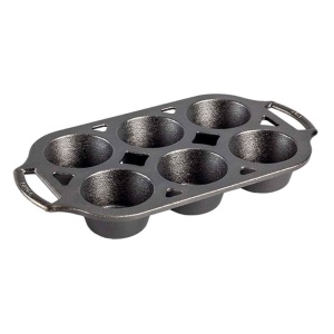 Tava din fonta cu 6 cupe pentru briose Lodge 32 x 18 cm - L-BW6MFN