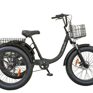 Tricicletă adulți BR Pro2025, 24", 7 viteze, frâne pe disc, cadru din oțel 15", negru