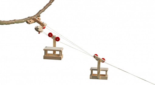 Set teleferic lemn cu 2 cabine