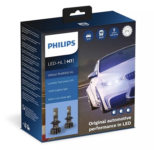 SET 2x bec LED auto Philips 11972U91X2 Ultinon Pro9100 H7 PX26d/13,2W/12/24V 5800K