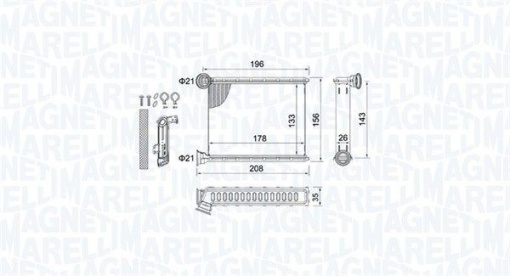 MAGNETI MARELLI 350218459000 Schimbator caldura ( calorifer ), incalzire habitaclu