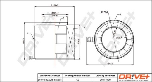 Filtru aer Dr!ve+ DP1110.10.0265 echivalenta C 17 011