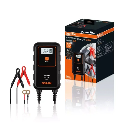 Redresor OSRAM BATTERY charge 906 auto/moto 6V/12V 6A pentru acumulatori maxim 160Ah AGM GEL VRLA Litiu
