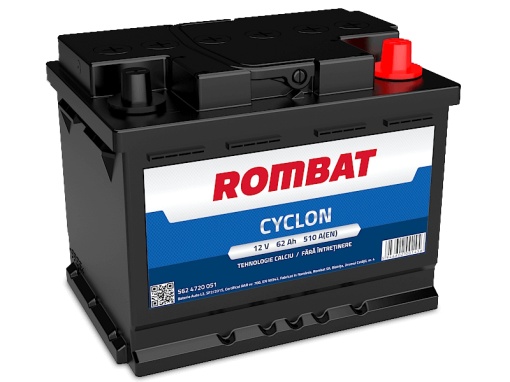Baterie auto ROMBAT CYCLON 5624720051, tensiune 12 V, amperaj 62 Ah, curent pornire 510 Ah
