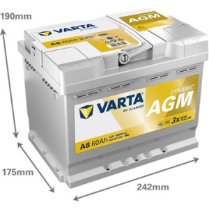 Baterie Auto Varta A8 Dynamic AGM 60Ah 12V 560901068K262