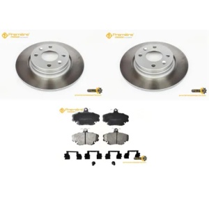 Pachet revizie frane Dacia Logan, discuri neventilate si placute frana, Producator Premiere Classe FDF.302 / FPF.262