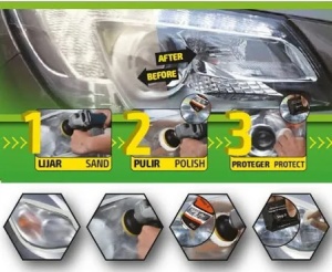 Set pentru restaurarea farurilor JBM, + lichid de protectie UV JBM 53626 - Img 3